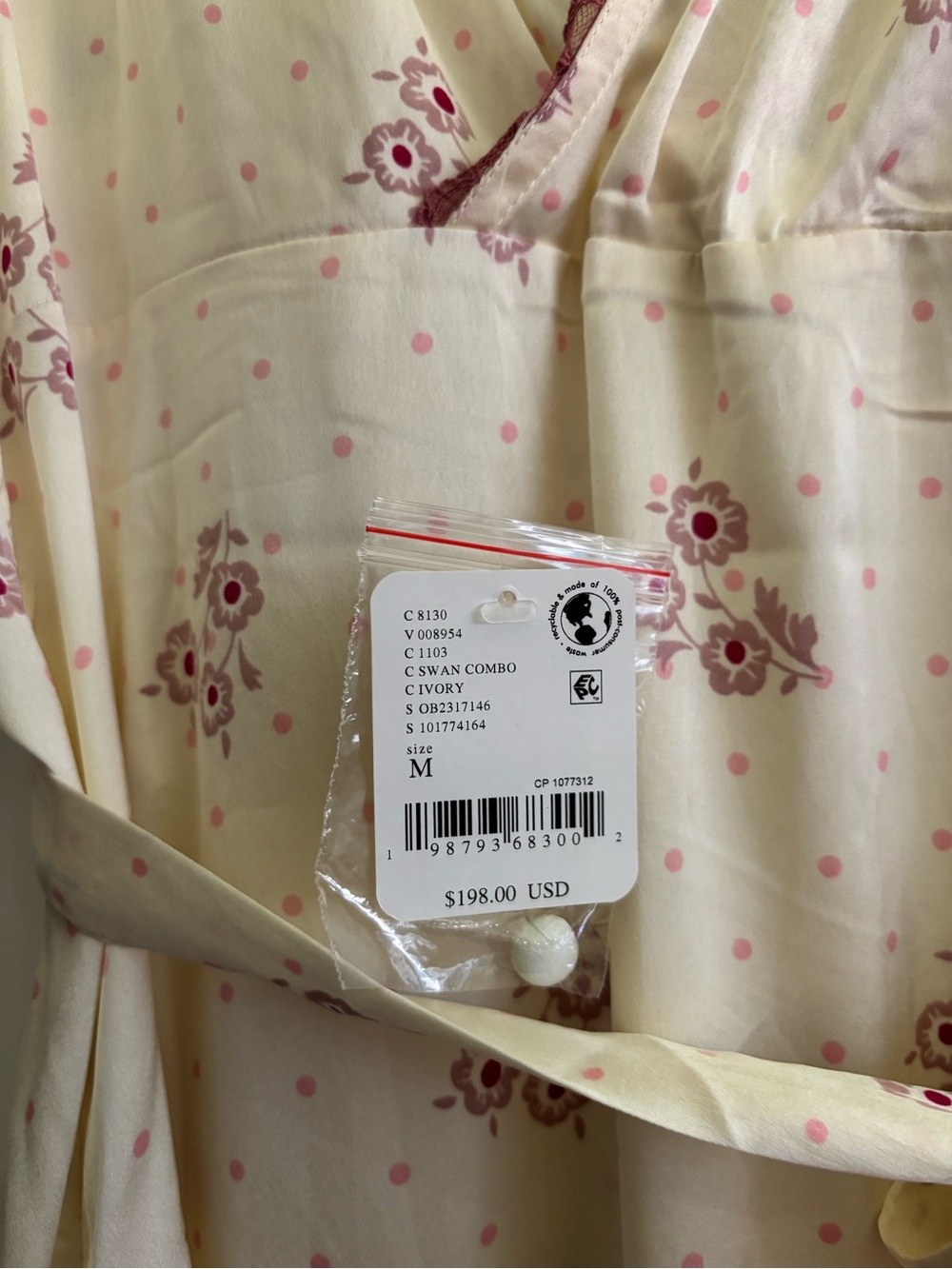 Free People Cream Midi Dress with Dusty Rose Lace Trim - Picture 5 of 5